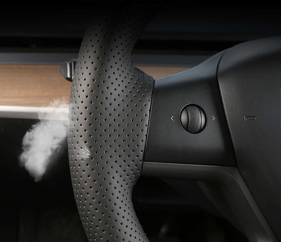 Leather Steering Wheel Cover for Tesla Model 3 Highland/3/Y