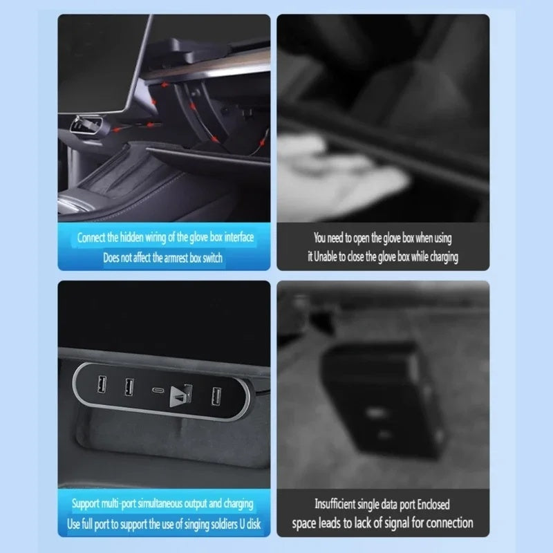 Docking Station for Tesla Model 3/Y USB Fast Charging (2021-2023.10)