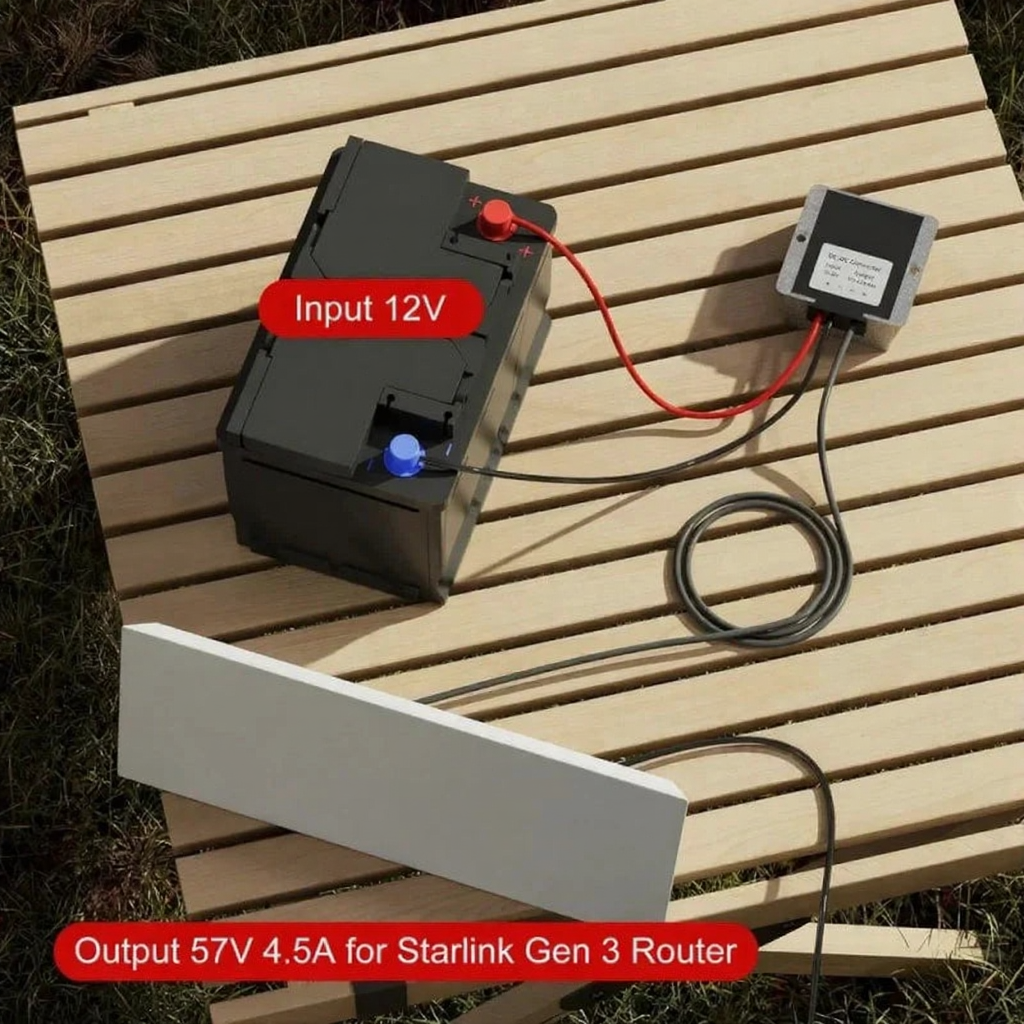 Portable DC Power Supply 12V 24V to 57V Adapter Designed for Starlink Gen 3