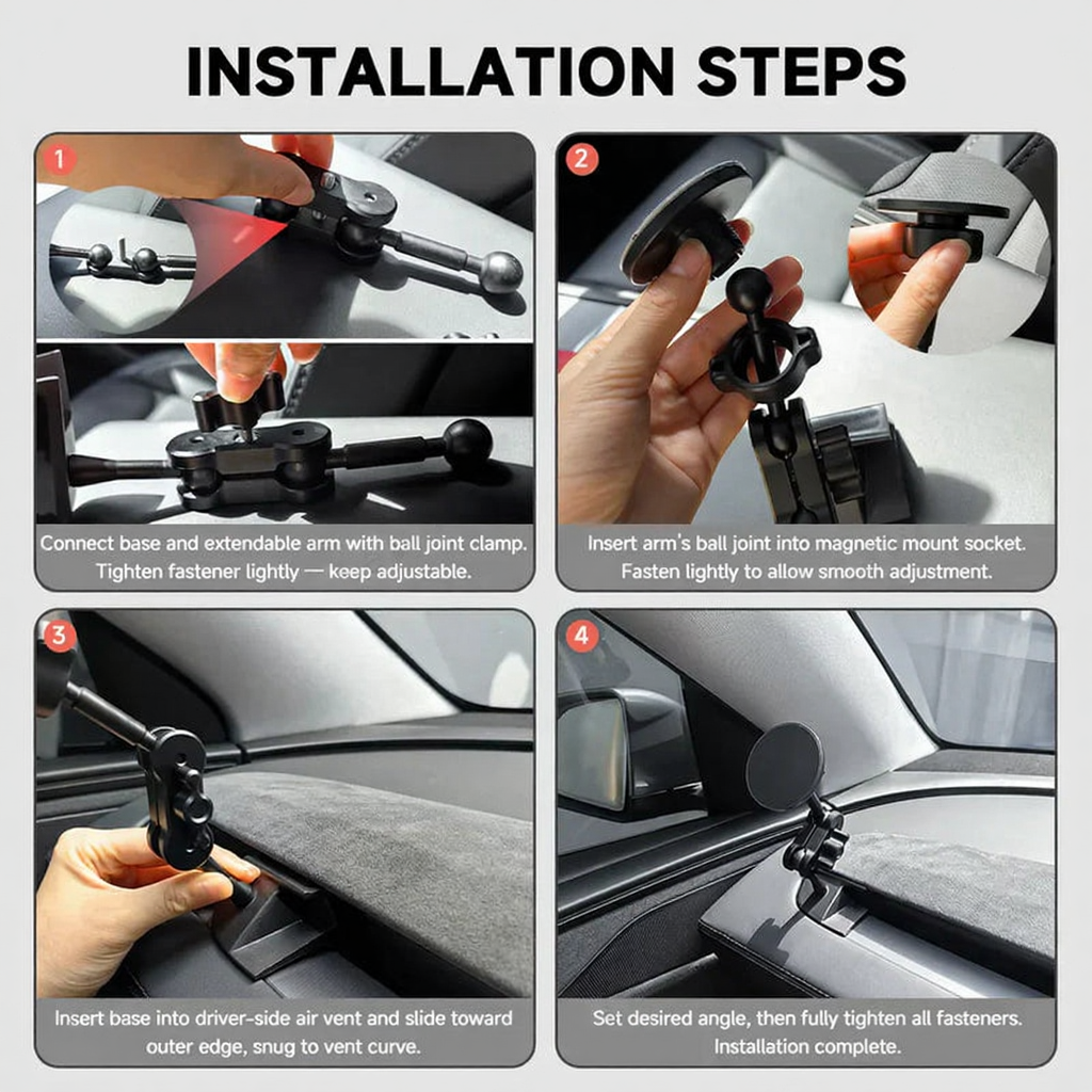 Model Y Juniper/3 Highland Adjustable Magnetic Left Dashboard Phone Holder