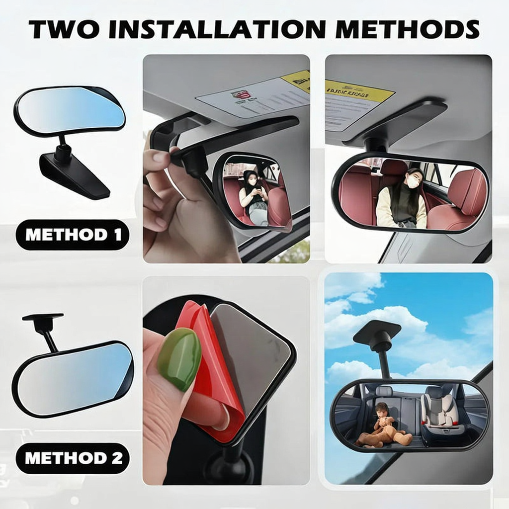 Tesla Interior Rearview Baby Mirror 360° Adjustable Wide Angle Convex