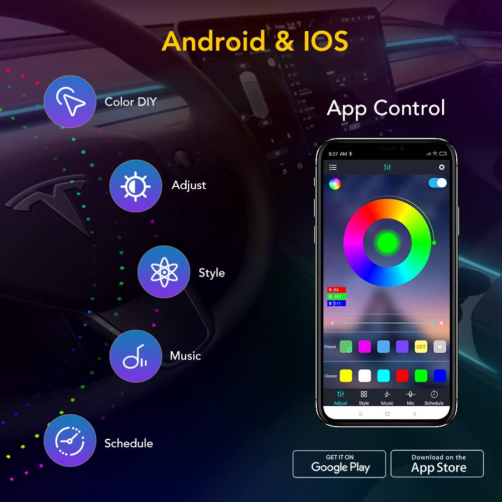 Ambient Lights suitable for Tesla Model 3/Y (2019-2024)