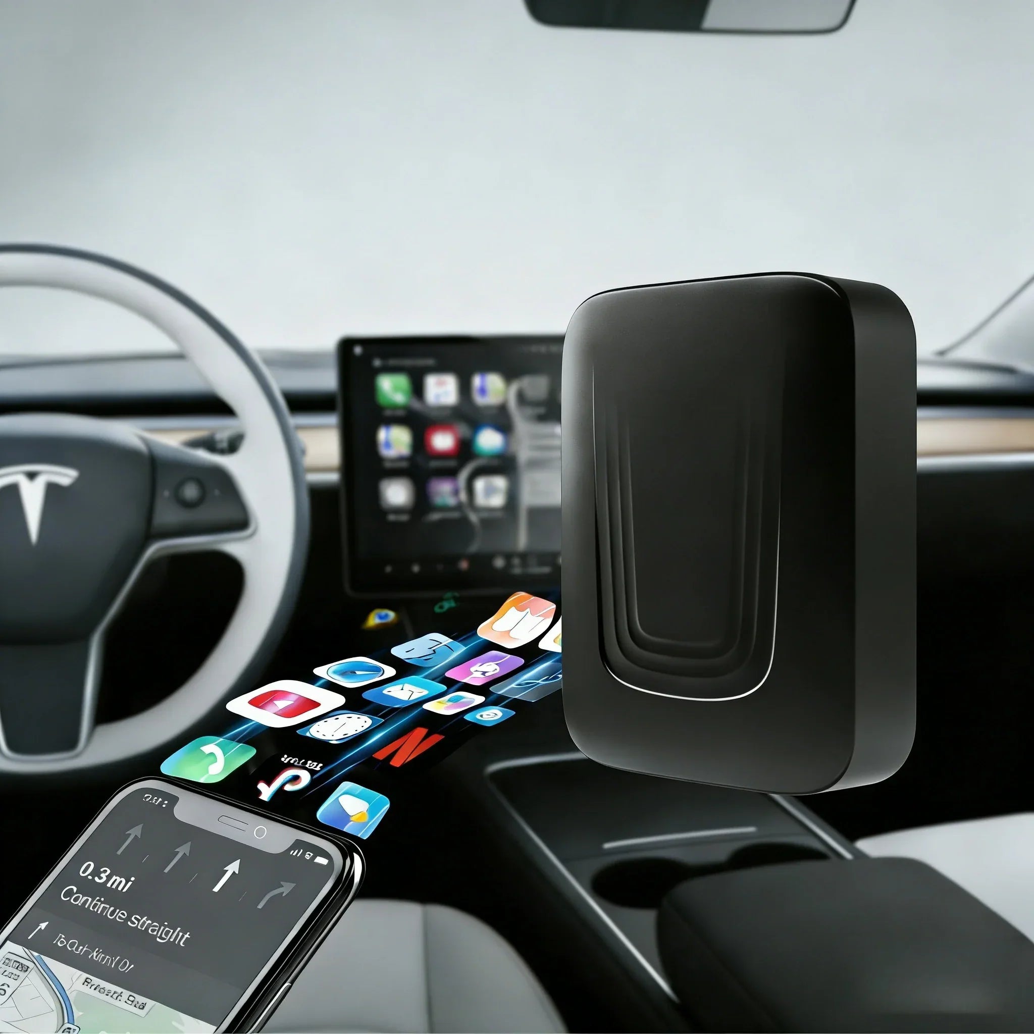 Wireless CarPlay & Android Auto Adapter Box for Tesla Model 3/Y/S/X/Cybertruck