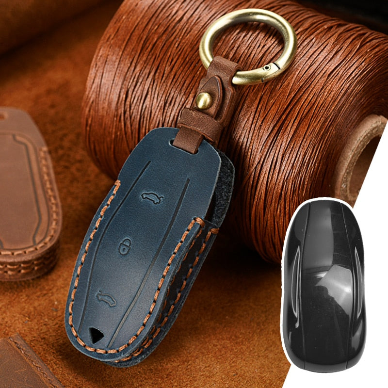 Handmade Leather Tesla Model S 3 X Key Fob Case Cover Main image