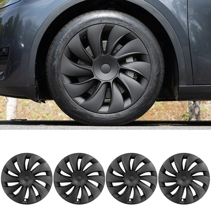 19" Spiral Spoke Crossflow Wheel Covers for Tesla Model Y Juniper 2025+ Main image