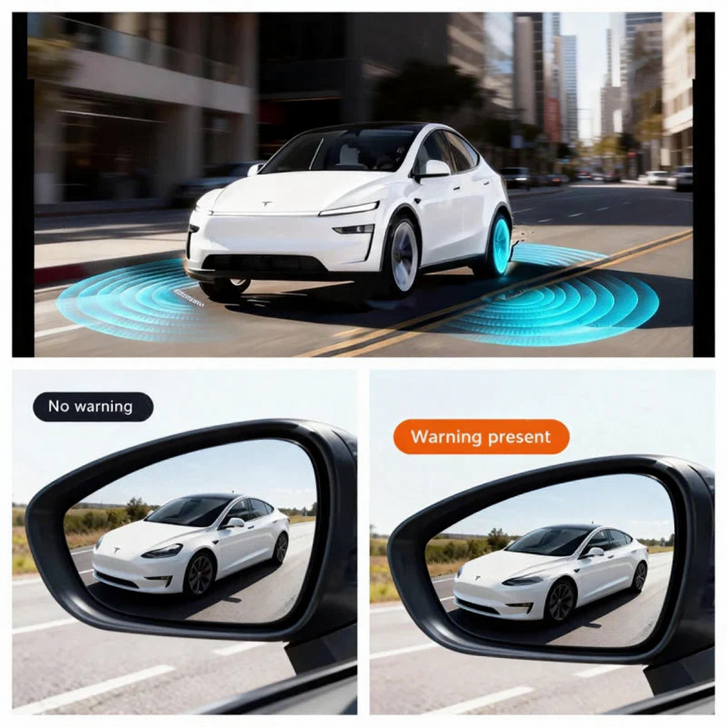 Side Rearview Tesla Blind Spot Mirror with BSD for Model 3 / Y 2021-2025