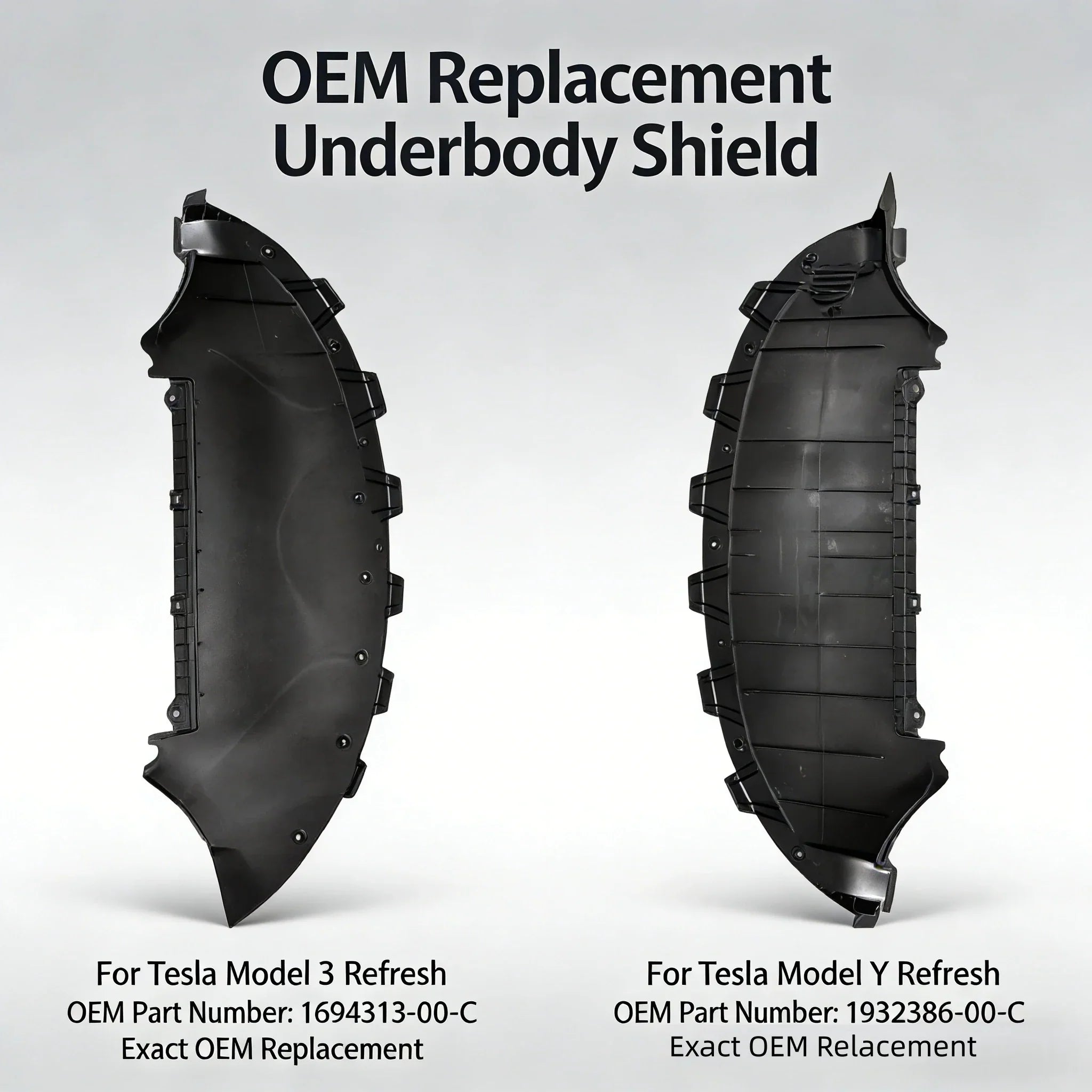 Front Bumper Lower Splash Shield for Tesla Model Y Juniper 1932386-00-C /Model 3 Highland 1694313-00-C