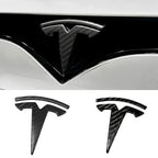 Front T Logo Overlay Carbon Fiber Molded for Tesla Model S 2016-2025