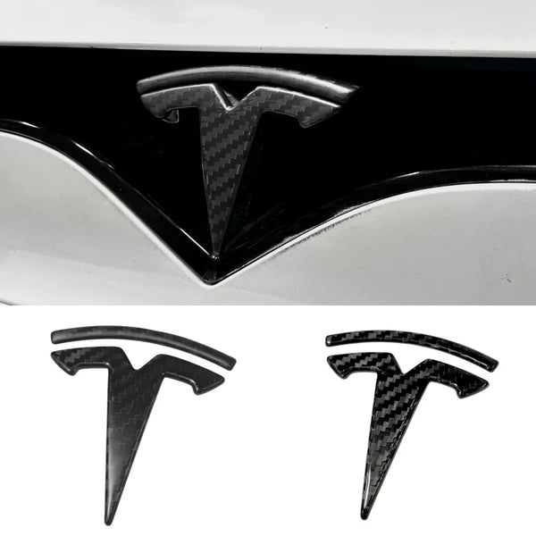Front T Logo Overlay Carbon Fiber Molded for Tesla Model S 2016-2025