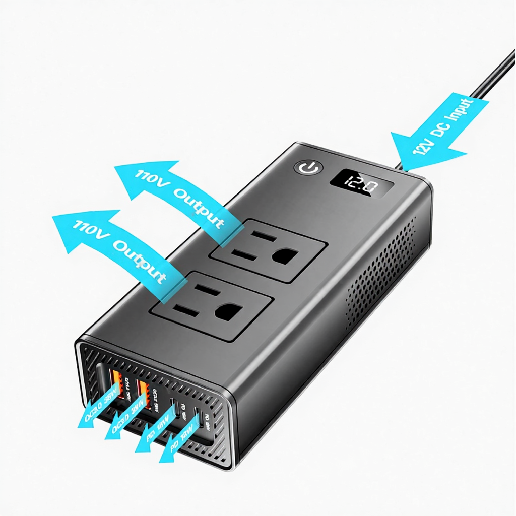 200W 12V to 110V AC Converter for Tesla Model 3/Y