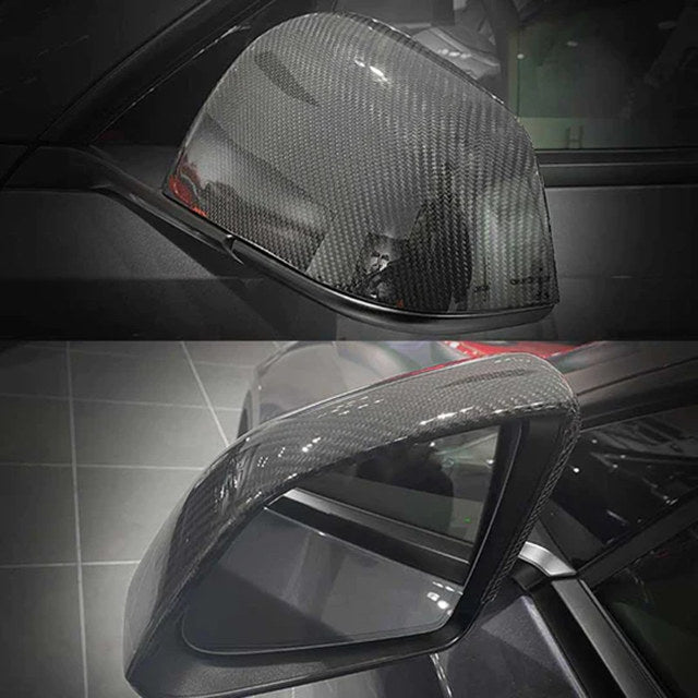 Tesla Model Y Carbon Fiber Mirror Caps -Real Molded Carbon Fiber（2019-2024）