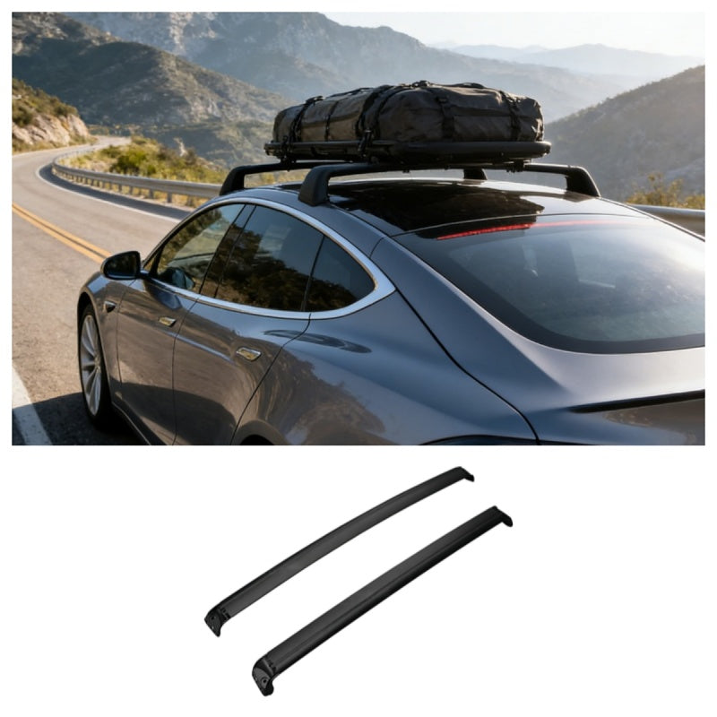 Tesla Model S Aerodynamic Roof Rack Cross Bars | Lockable & OEM-Style Aluminum Alloy Main image