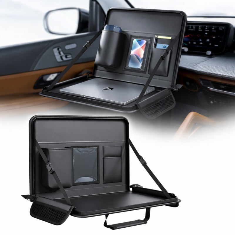 Tesla 2-in-1 Foldable Steering Wheel & Backseat Tray Organizer | Multi-Use Car Table Main image