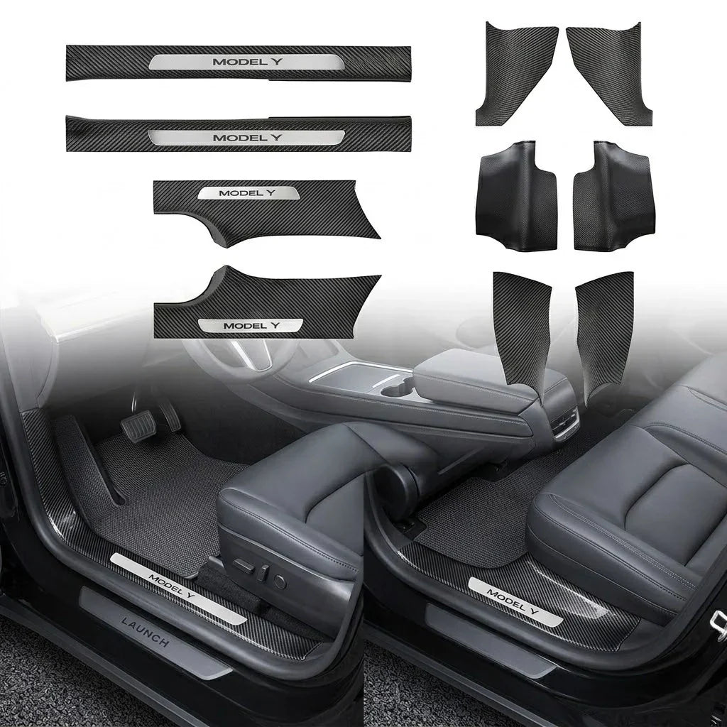 10PCS Door Sill & A/B/C Pillar Protector Set for Tesla Model Y Juniper 2025+