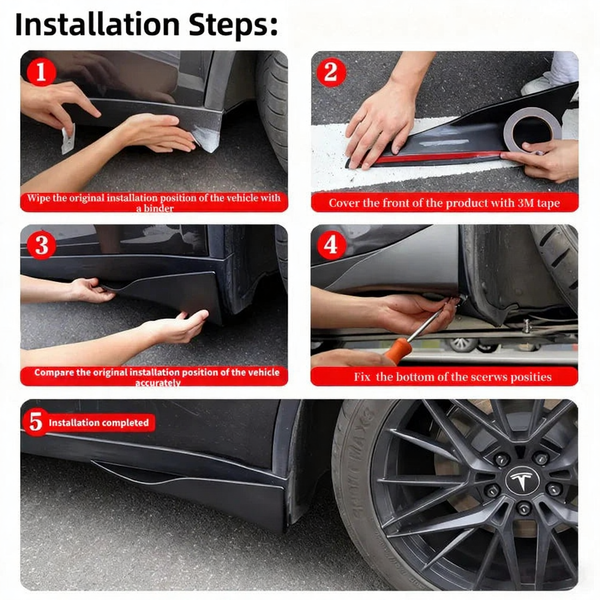 ABS Side Skirts Rocker Panel Splitter for Tesla Model Y Juniper 2025+