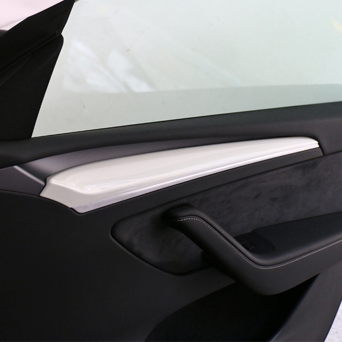 Carbon Fiber Interior Door Panel Cover Trim Fit For Tesla Model 3/Y （2021-2023）
