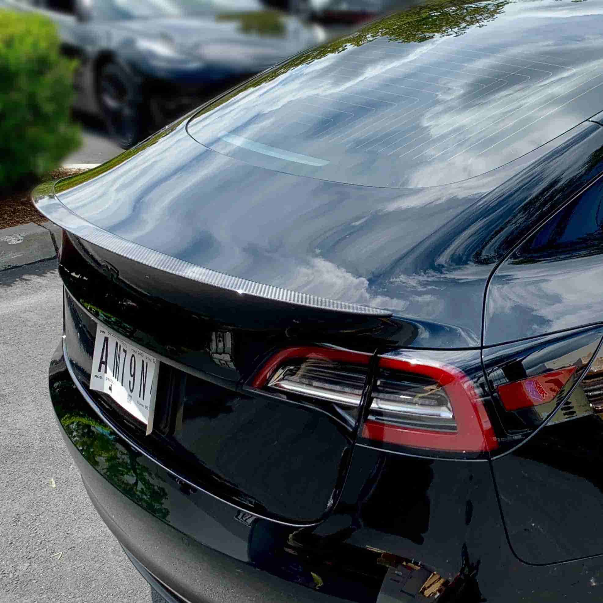 Tesla Model 3 Rear Spoiler - Real Molded Carbon Fiber Main image