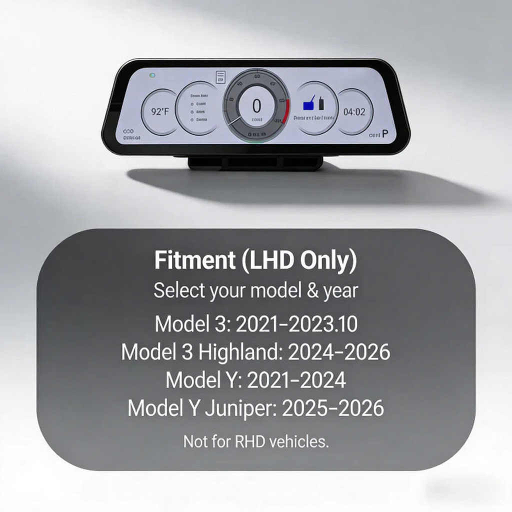 9.6-Inch Driver Display w/ Wireless CarPlay for Tesla Model 3/Y 2021-2026 (LHD Only)