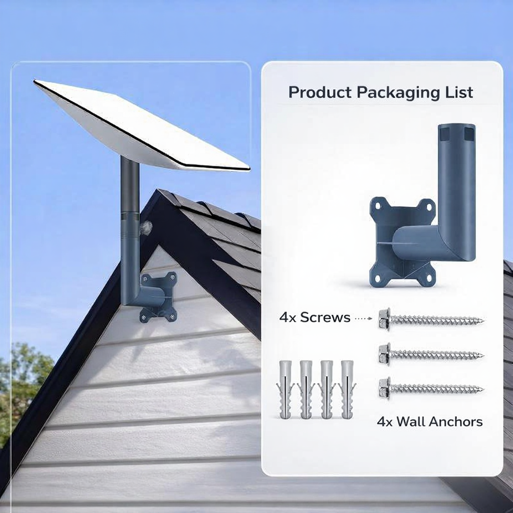 Compact Short Wall Mount for Starlink V2 Roof Eave & Wall Installation