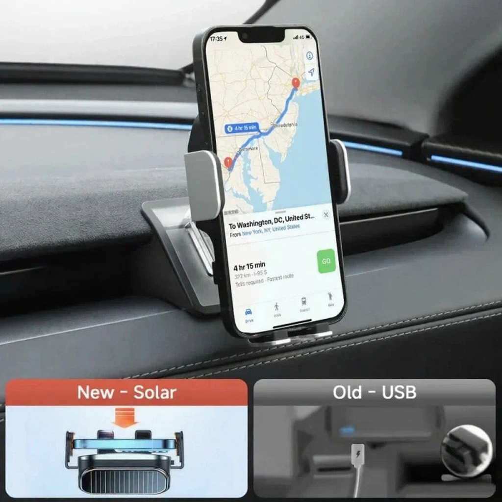 Tesla Car Phone Holder Vent Mount with Solar-Powered Electric Induction for Model 3/Y