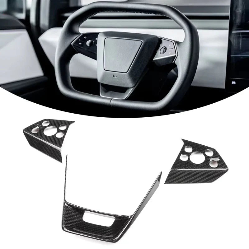 Carbon Steering Wheel Cover Kits for Tesla Cybertruck 2024+