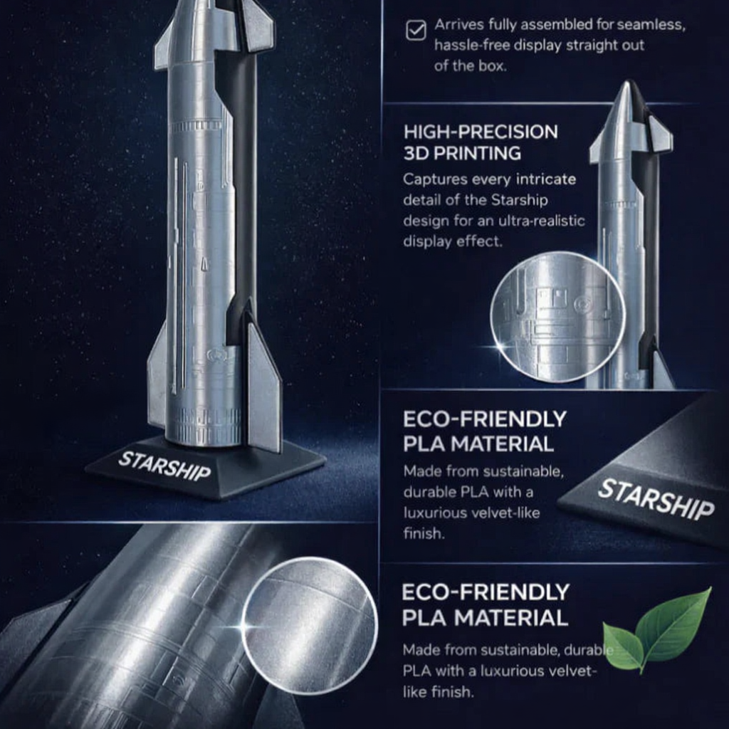 Handcrafted SpaceX Starship B7 Rocket Model Simulated Toy