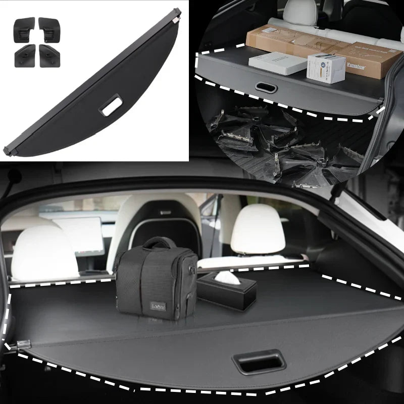Retractable Leather Cargo Organizer Shield Shade for Tesla Model Y 2021-2025 Main image
