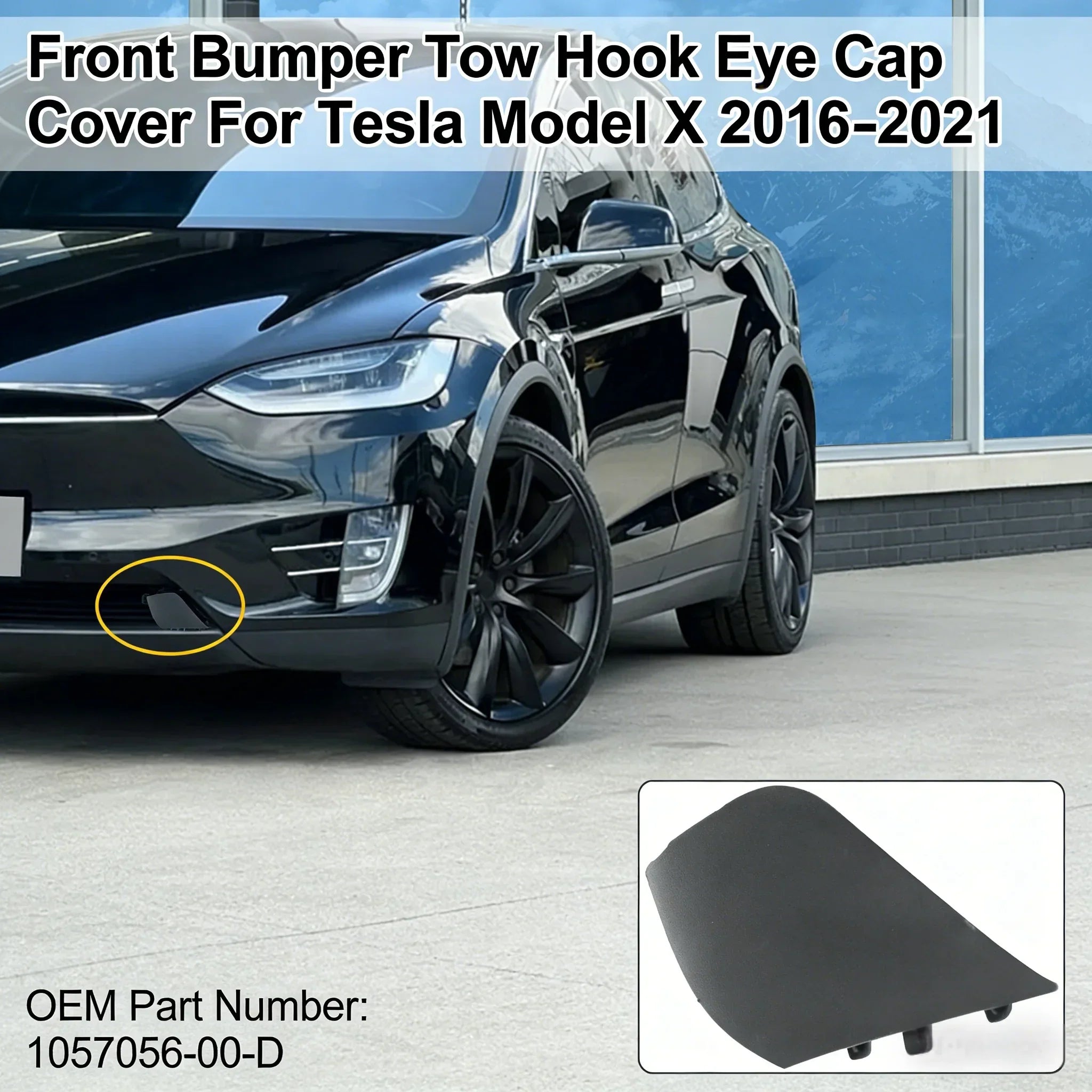 Front Bumper Tow Hook Eye Cap Cover for Tesla Model X 2016-2021 1057056-00-D Secondary image