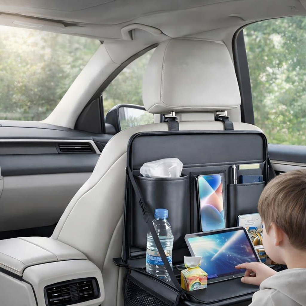 Tesla 2-in-1 Foldable Steering Wheel & Backseat Tray Organizer | Multi-Use Car Table