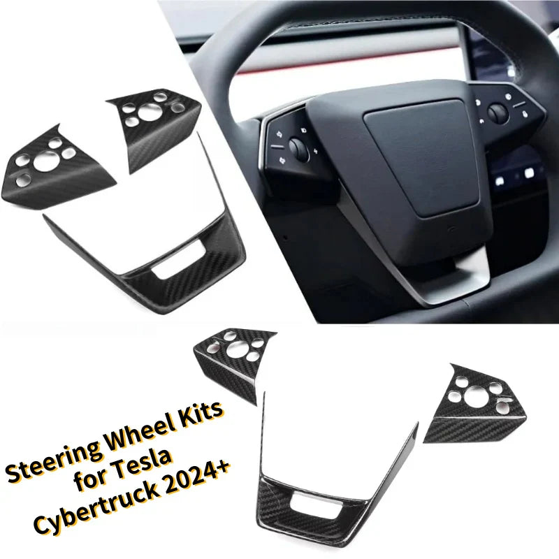 Carbon Steering Wheel Cover Kits for Tesla Cybertruck 2024+