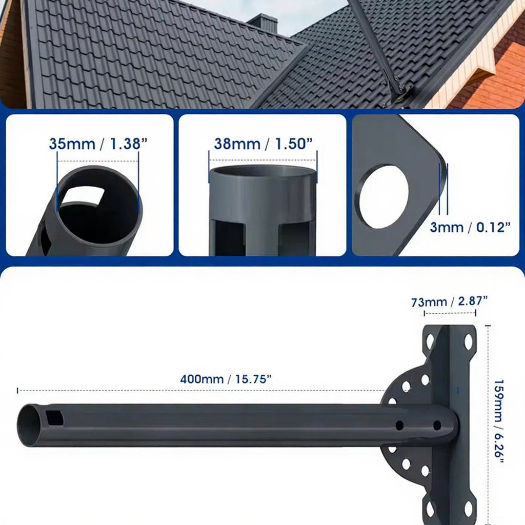 Starlink Gen 3 Roof Mount & Pipe Adapter for RV, Camper, Yacht – Adjustable Pivot Bracket