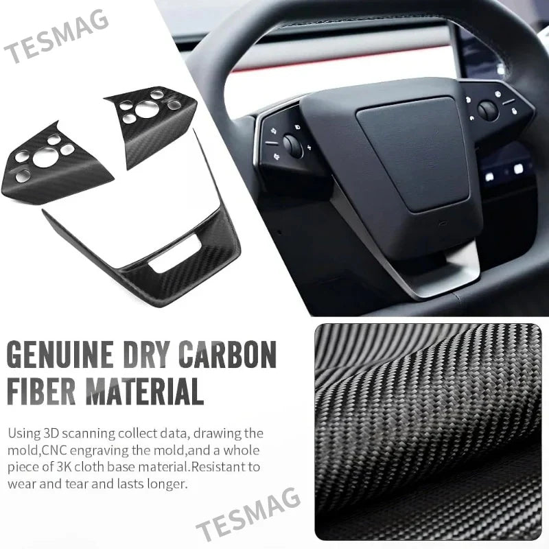 Carbon Steering Wheel Cover Kits for Tesla Cybertruck 2024+