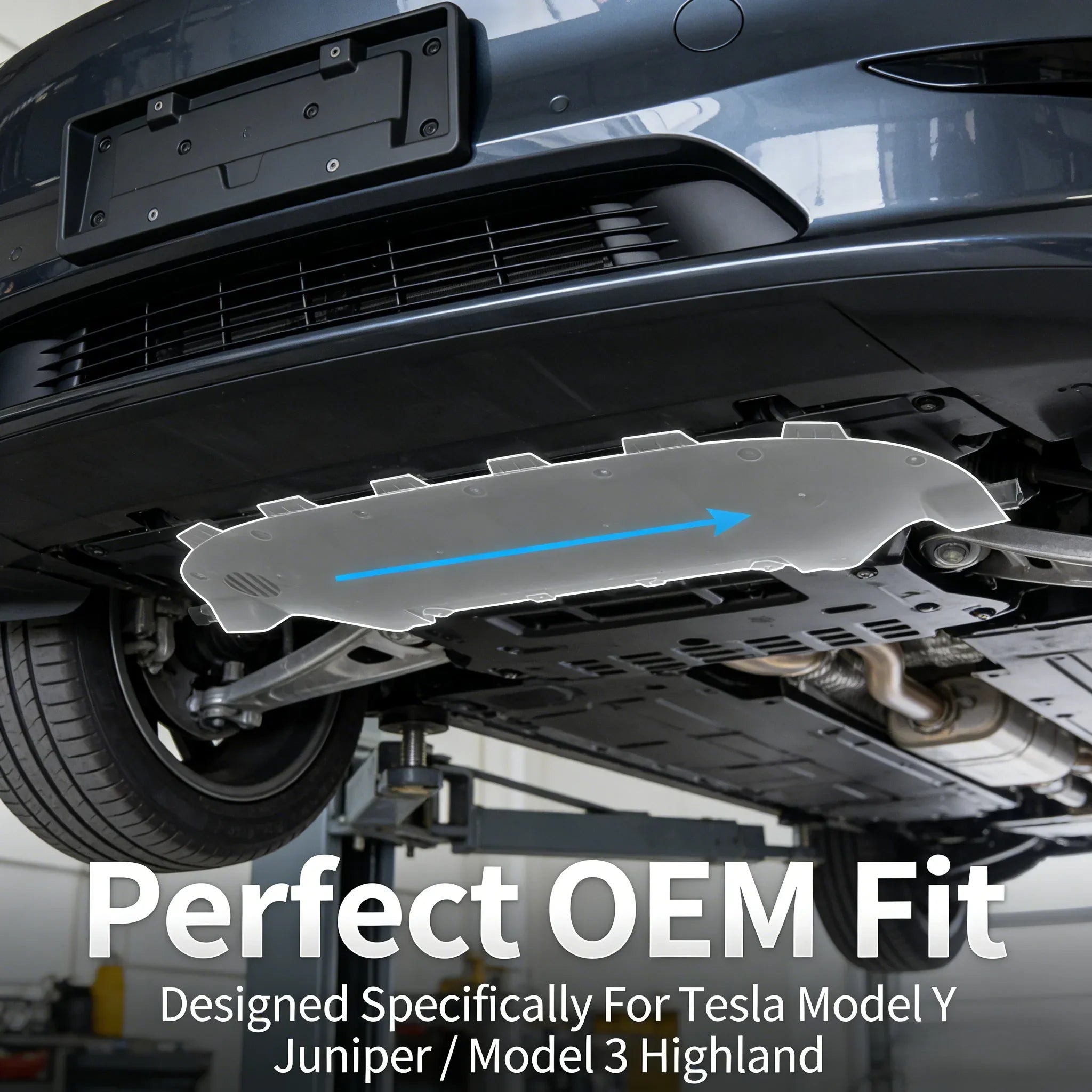 Front Bumper Lower Splash Shield for Tesla Model Y Juniper 1932386-00-C /Model 3 Highland 1694313-00-C