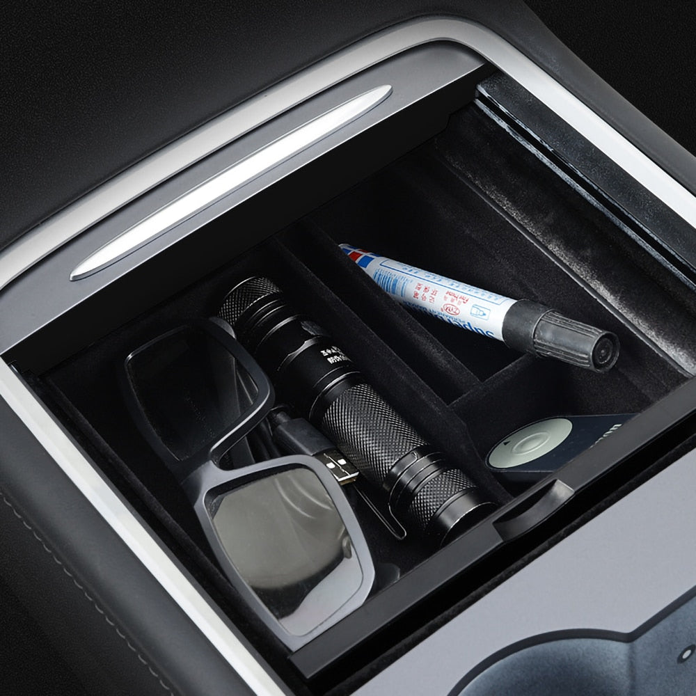 Hidden Storage Box in Tesla Model 3/Y Armrest