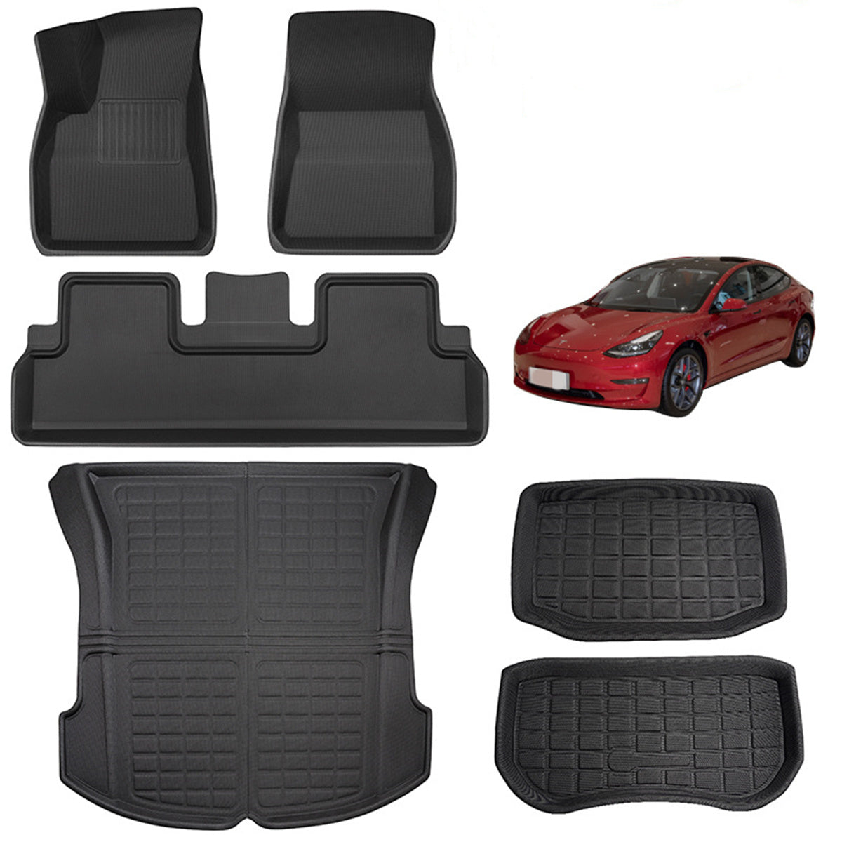 6pcs 3D All Weather Tesla Model 3 Floor Mats Main image