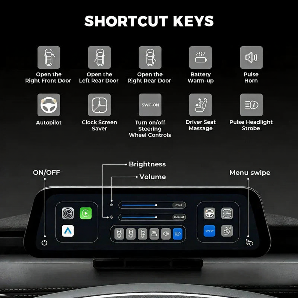9.6-Inch Driver Display w/ Wireless CarPlay for Tesla Model 3/Y 2021-2026 (LHD Only)
