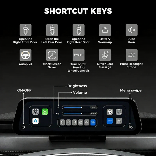 9.6-Inch Driver Display w/ Wireless CarPlay for Tesla Model 3/Y 2021-2026 (LHD Only)