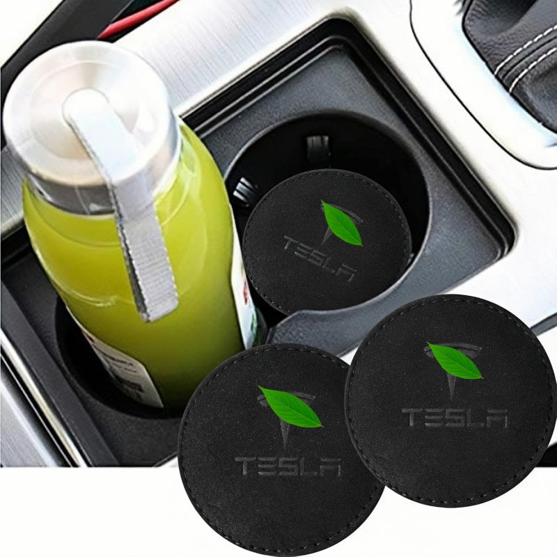 Suede Anti-Slip Drink Coasters for Tesla