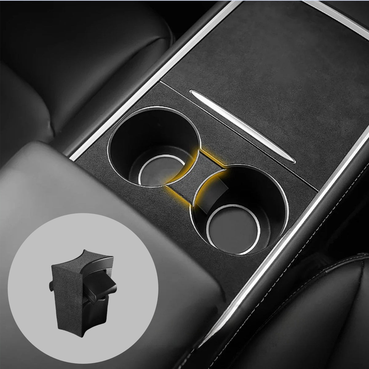 Alcantara Cup Holder Bottle Limiter for Tesla Model 3/Y Main image