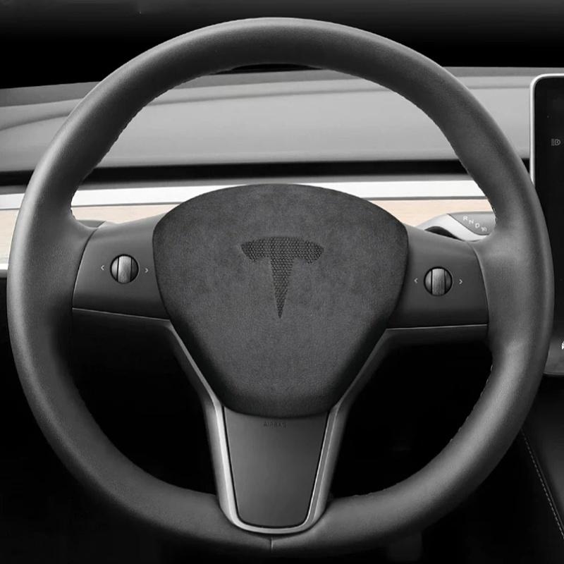 Alcantara Horn Airbag Cover for Tesla Model 3/Y Secondary image