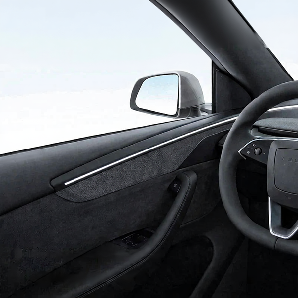 Alcantara Panel Overlays Door Trim Strips for Tesla Model Y 2019-2024