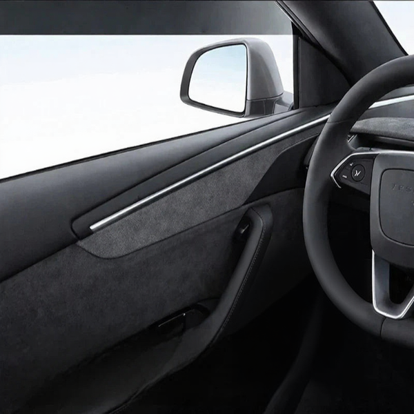 Alcantara Panel Overlays Door Trim Strips for Tesla Model Y 2019-2024