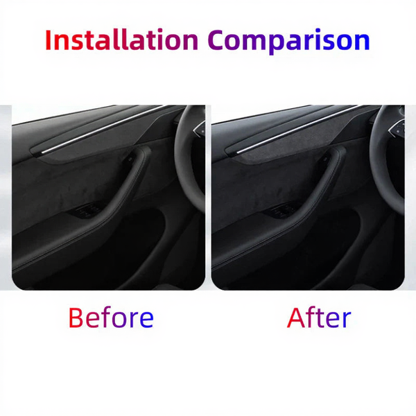 Alcantara Panel Overlays Door Trim Strips for Tesla Model Y 2019-2024