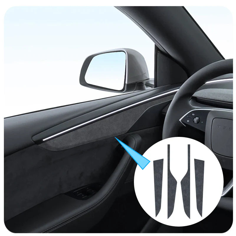 Alcantara Panel Overlays Door Trim Strips for Tesla Model Y 2019-2024 Main image