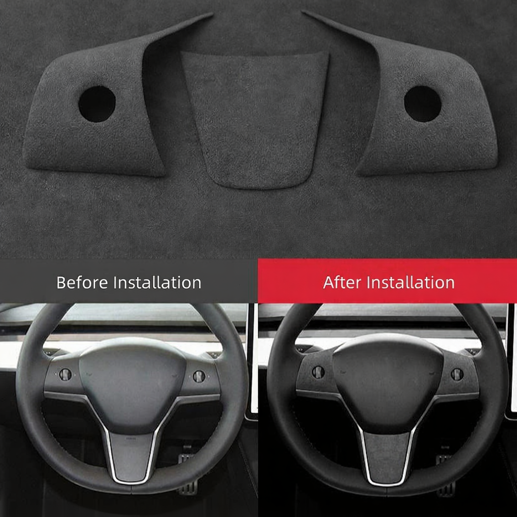 Alcantara Steering Wheel Panel Patch for Tesla Model 3/Y