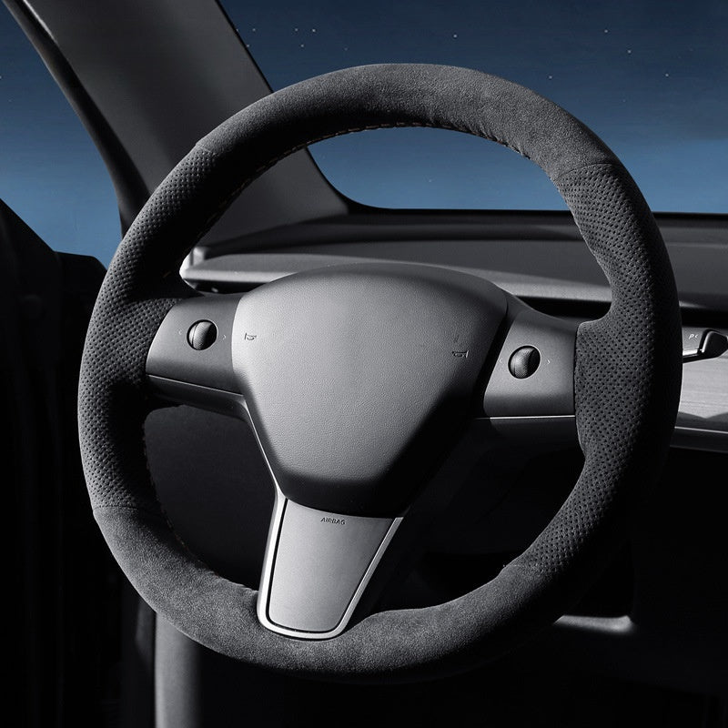 Alcantara Tesla Hand Stitch Steering Wheel Cover for Model 3/Y (2017-2024) Main image