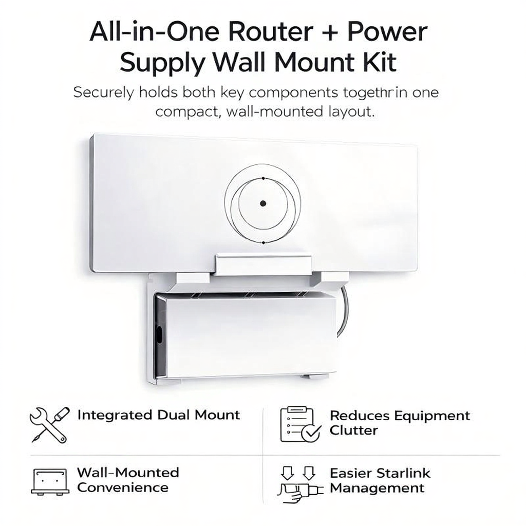All-in-One Router & Power Supply Wall Mount Kit for Starlink Gen 3 Secondary image