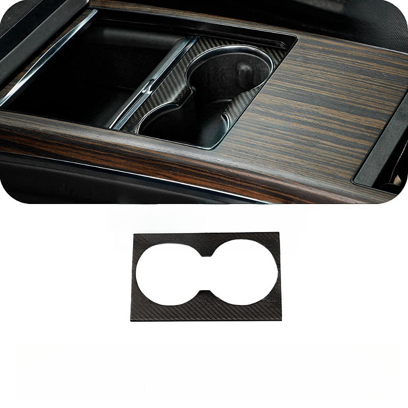 Carbon Fiber Center Console Cover Cup Holder Frame for Tesla Model S/X