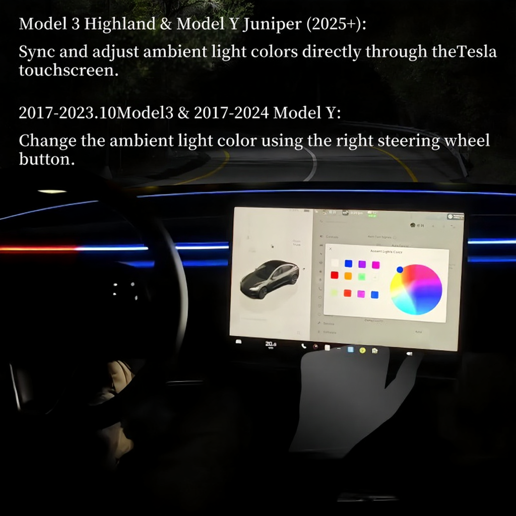 Blind Spot Detection (BSD) Smart Ambient Light for Tesla Model 3/Y