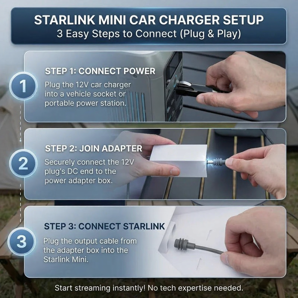 Car Power Adapter 12V-36V to 36V DC Converter for Starlink Mini Vehicle Power Supply